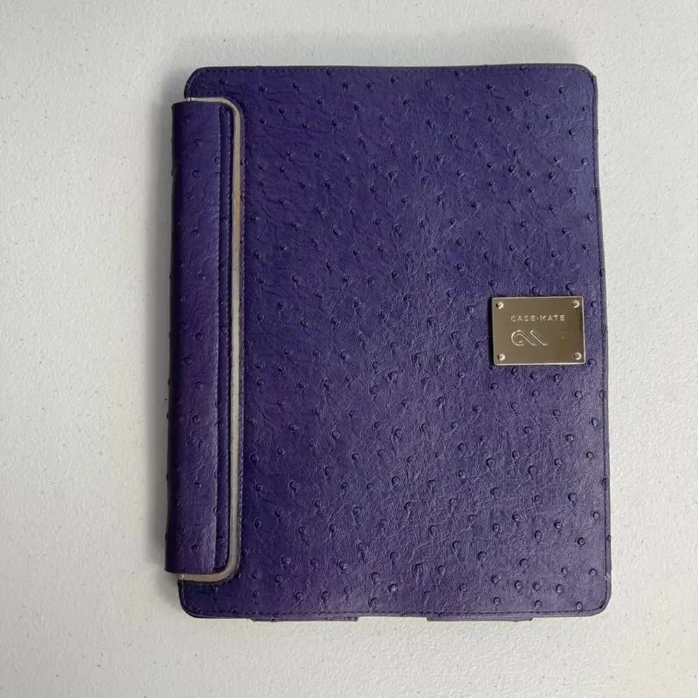 CaseMate Ipad Case Purple Ostrich Leather Snap Closure 7.5